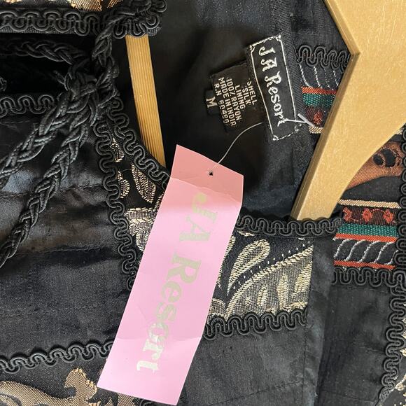 VTG Judith Ann Creations JA Resort Jacket Womens 1X Black Silk Patchwork Artsy - Picture 5 of 7